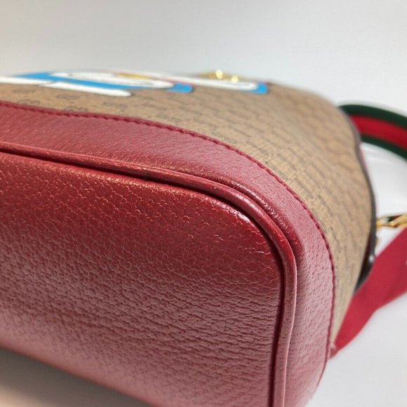GUCCI 647816 GG Supreme Doraemon x GUCCI Small Backpack PVC/Leather Beige x Red - Picture 5 of 12